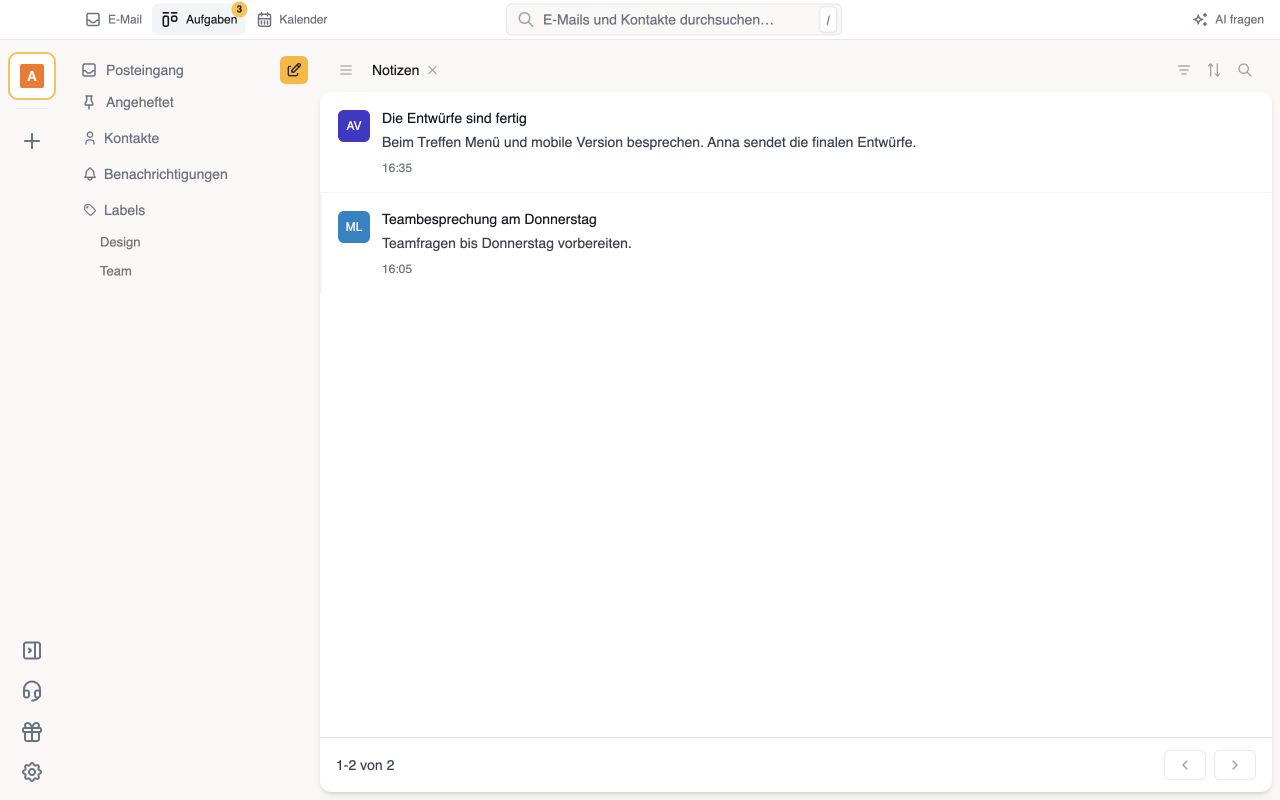 Notizen neben deinen E-Mails