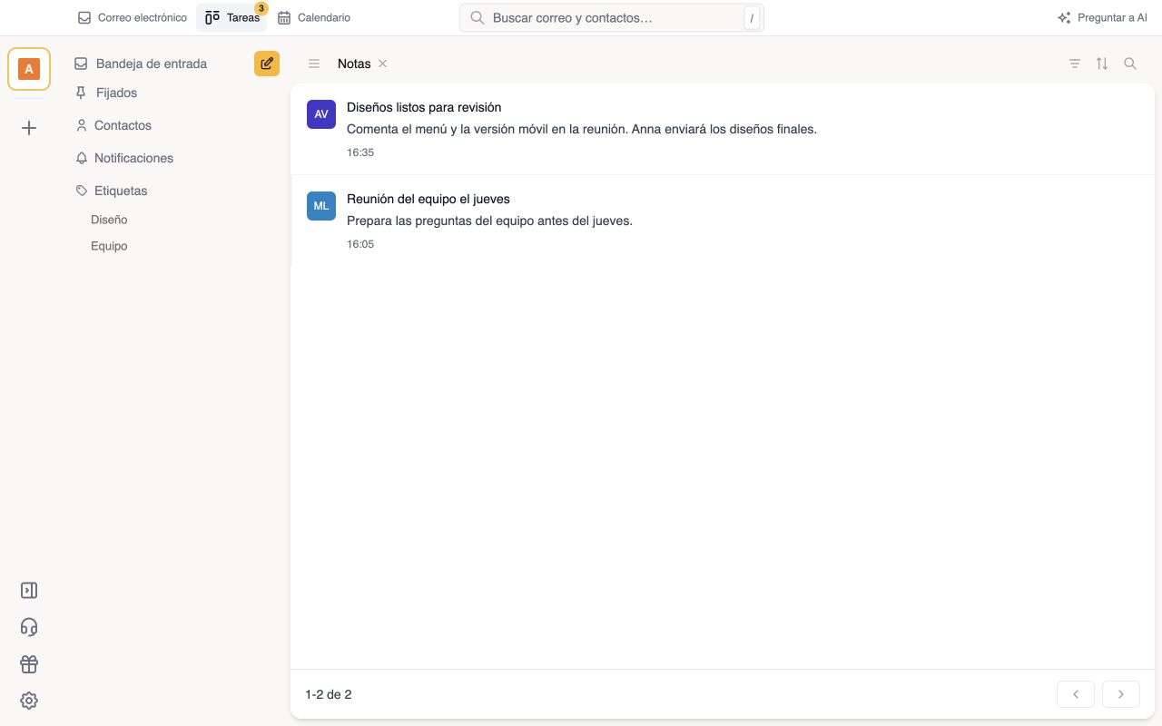 Notas junto a tus correos