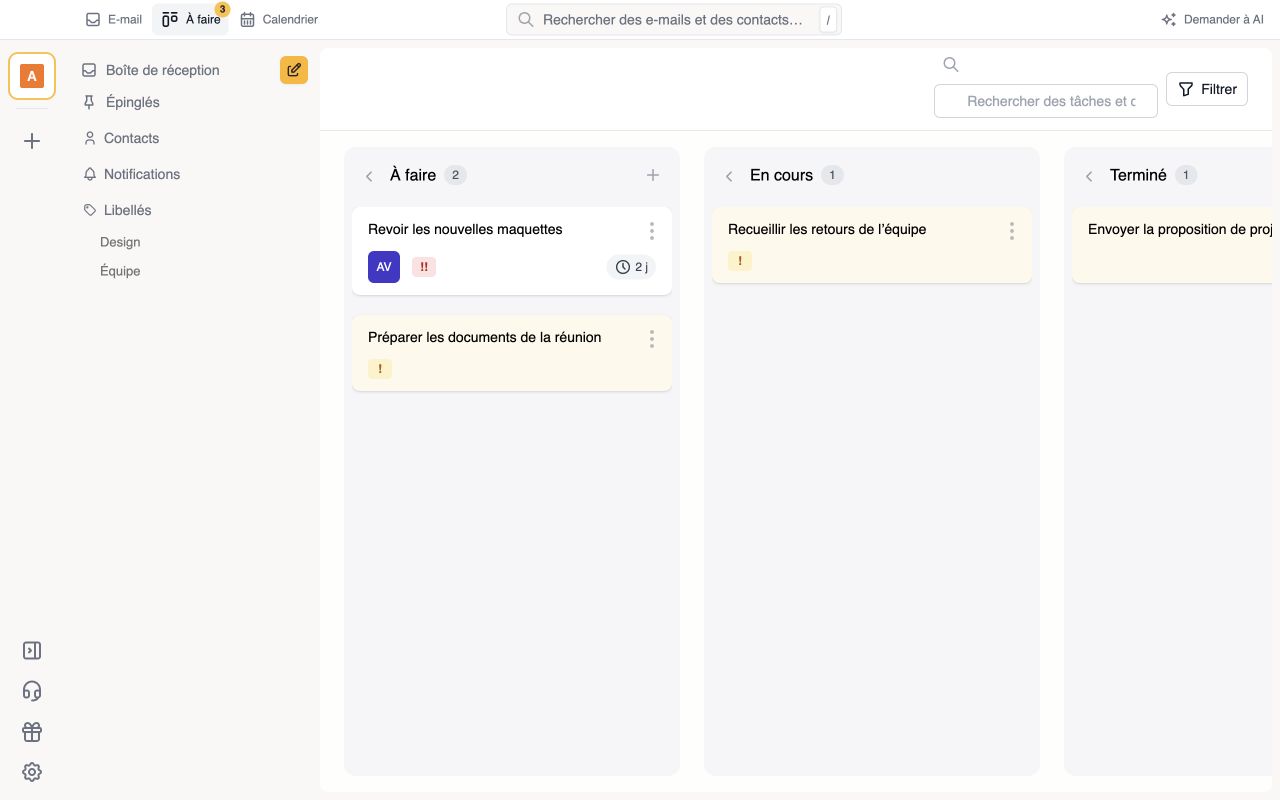 D’un e-mail à une tâche