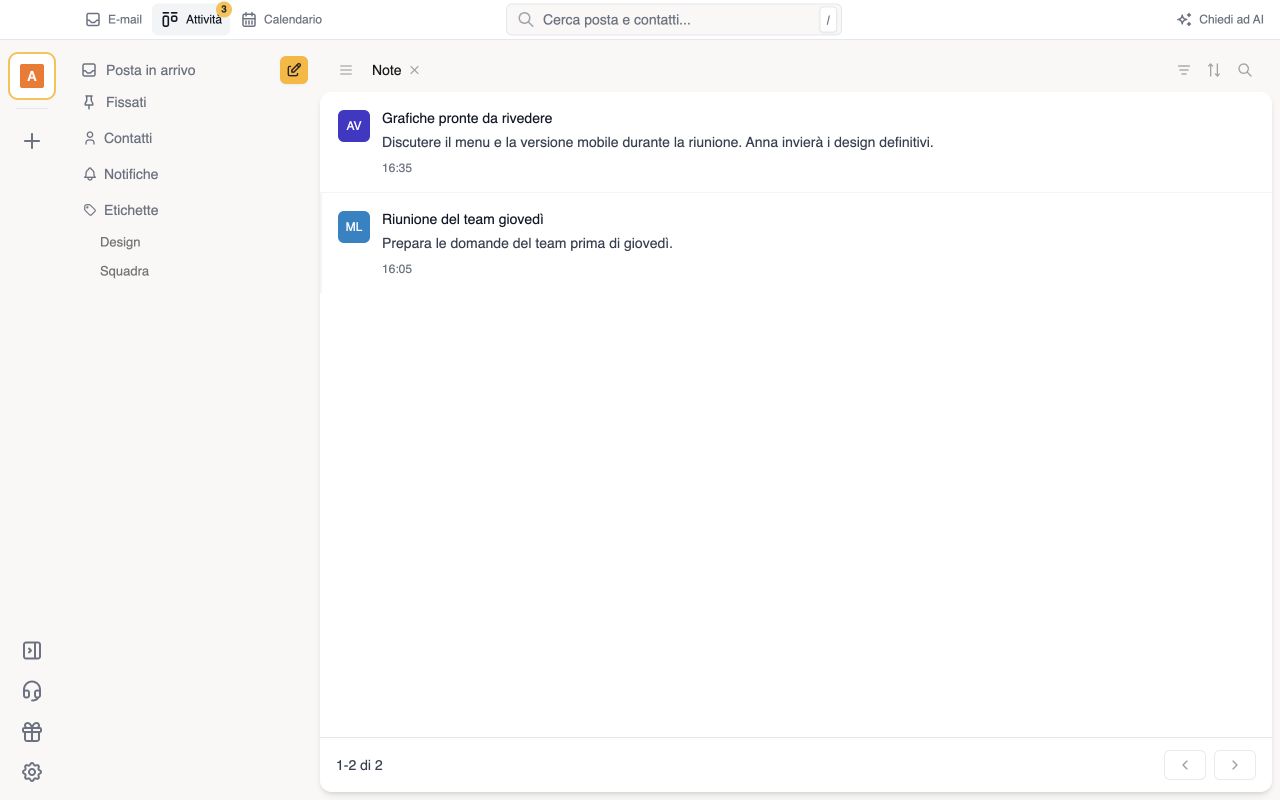 Le note accanto alle e-mail